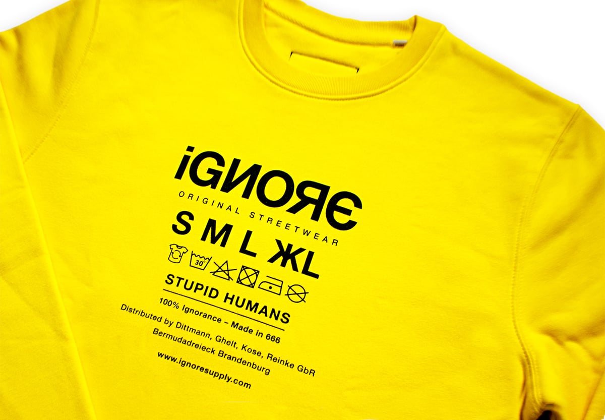 Sweater - iGNORE Design - Stupid Humans - golden yellow
