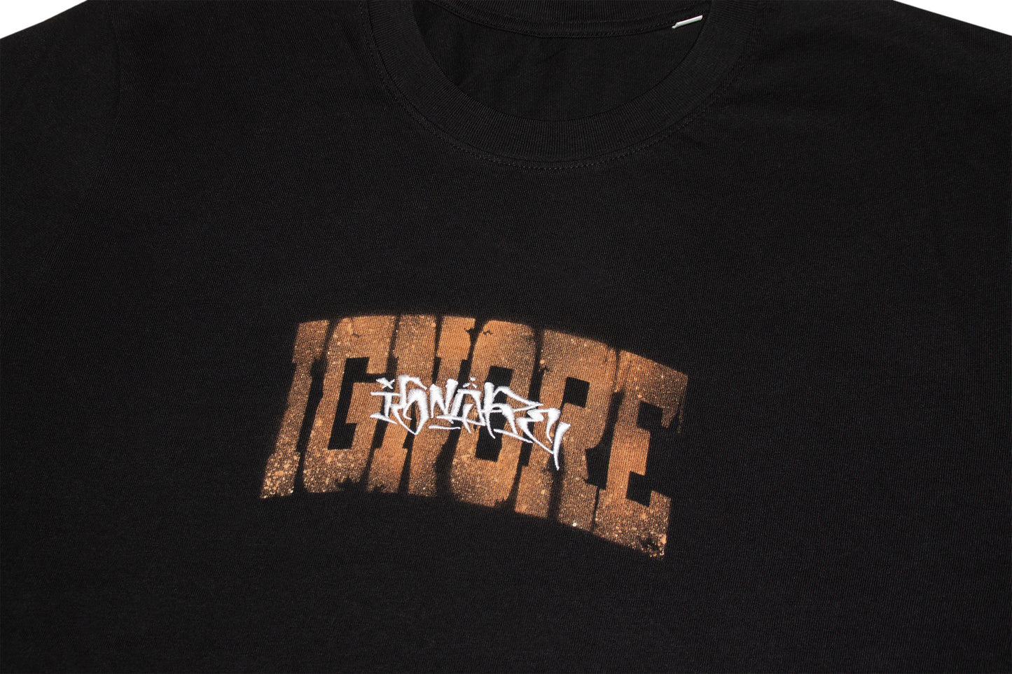 T-Shirt - iGNORE Design - Bleached Block Cally Stitch - black