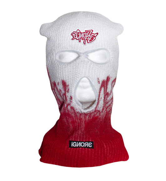 Balaclava - iGNORE Design - Red Drip - White