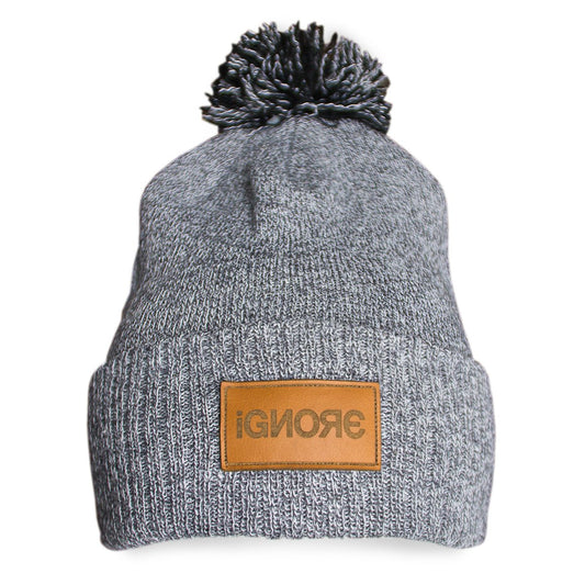 Beanie - iGNORE Design - Leather - heather grey/black