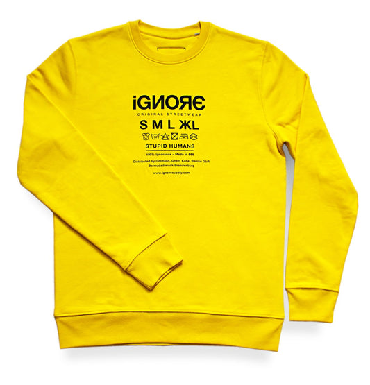Sweater - iGNORE Design - Stupid Humans - golden yellow