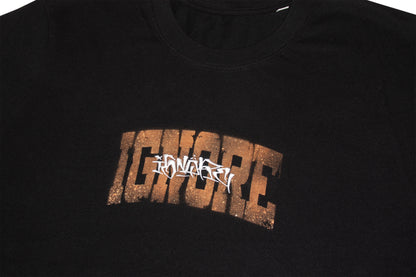 T-Shirt - iGNORE Design - Bleached Block Cally Stitch - black