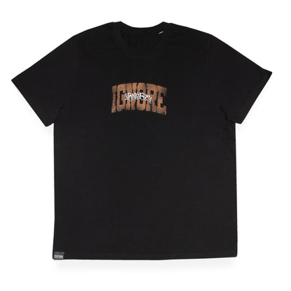 T-Shirt - iGNORE Design - Bleached Block Cally Stitch - black