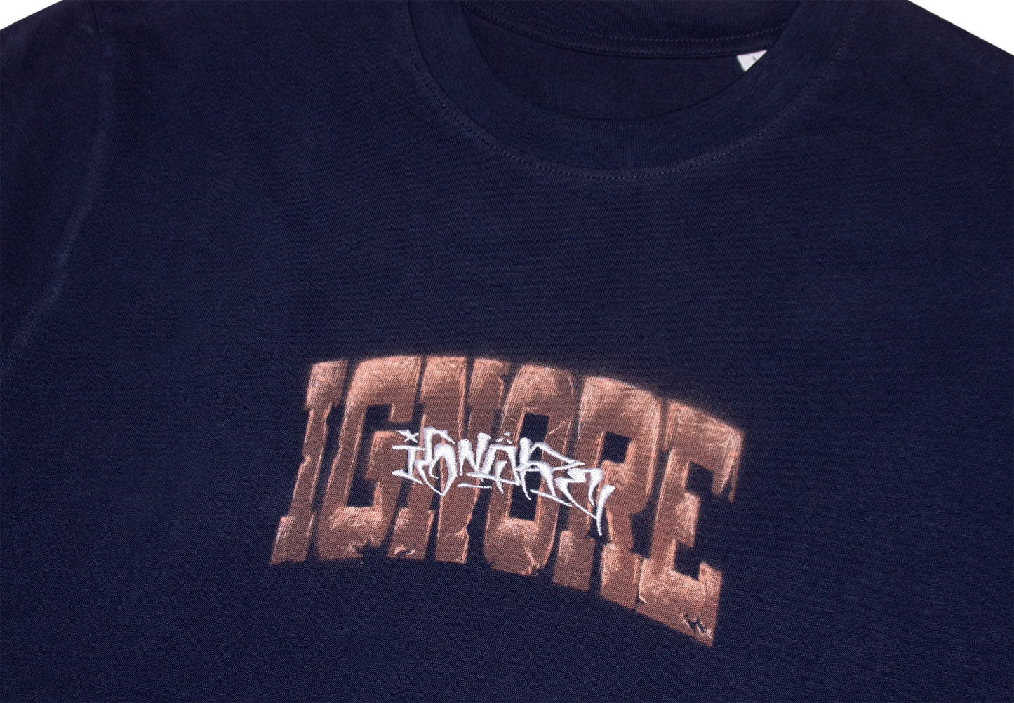 T-Shirt - iGNORE Design - Bleached Block Cally Stitch - navy